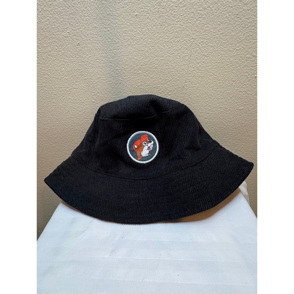 Buc-ee's‎ Black Corduroy Bucket Hat Beaver Mascot Travel Cap Retro Style
